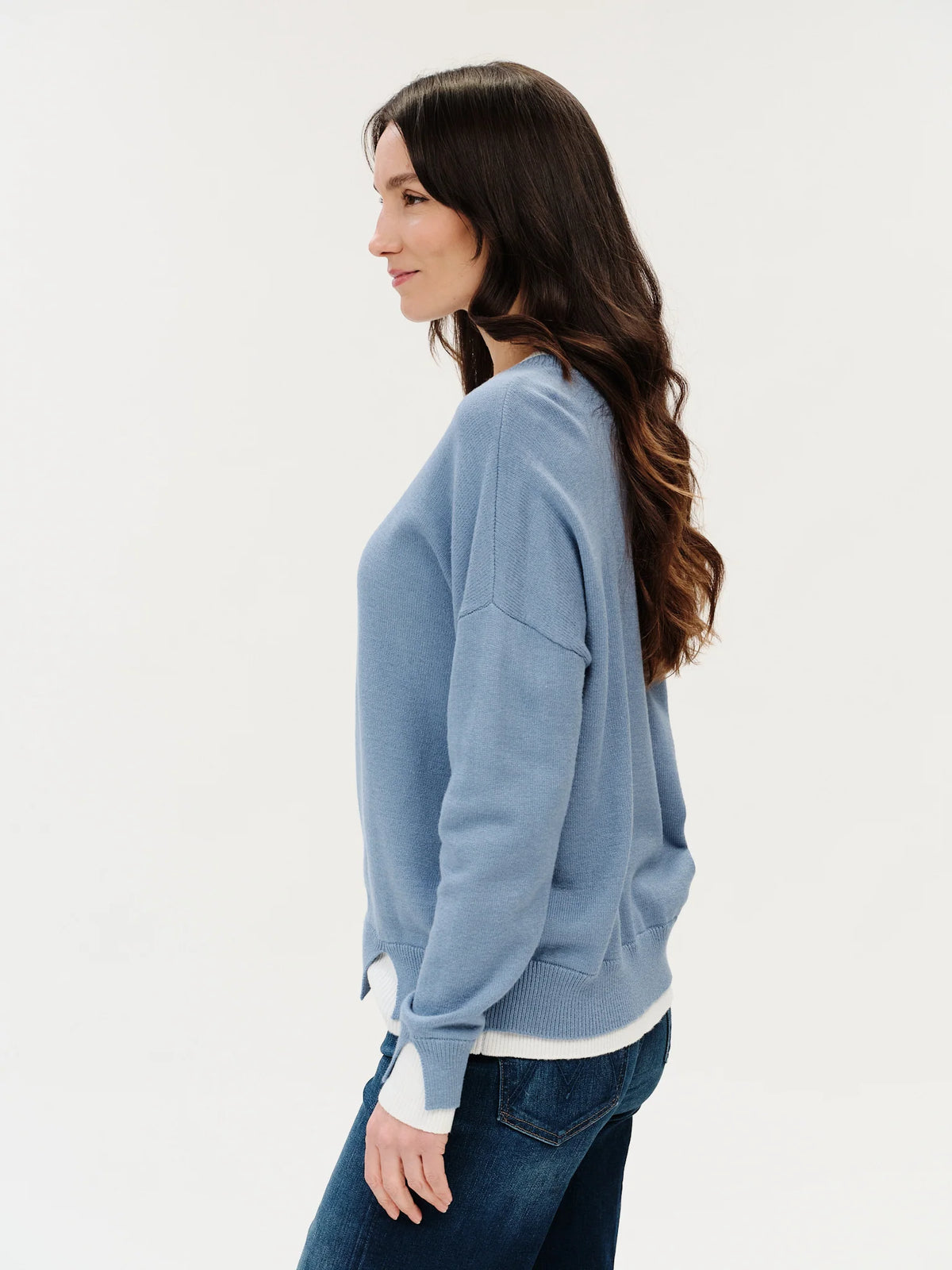 Mar double layer notch collar sweater-Six Fifty SF1008