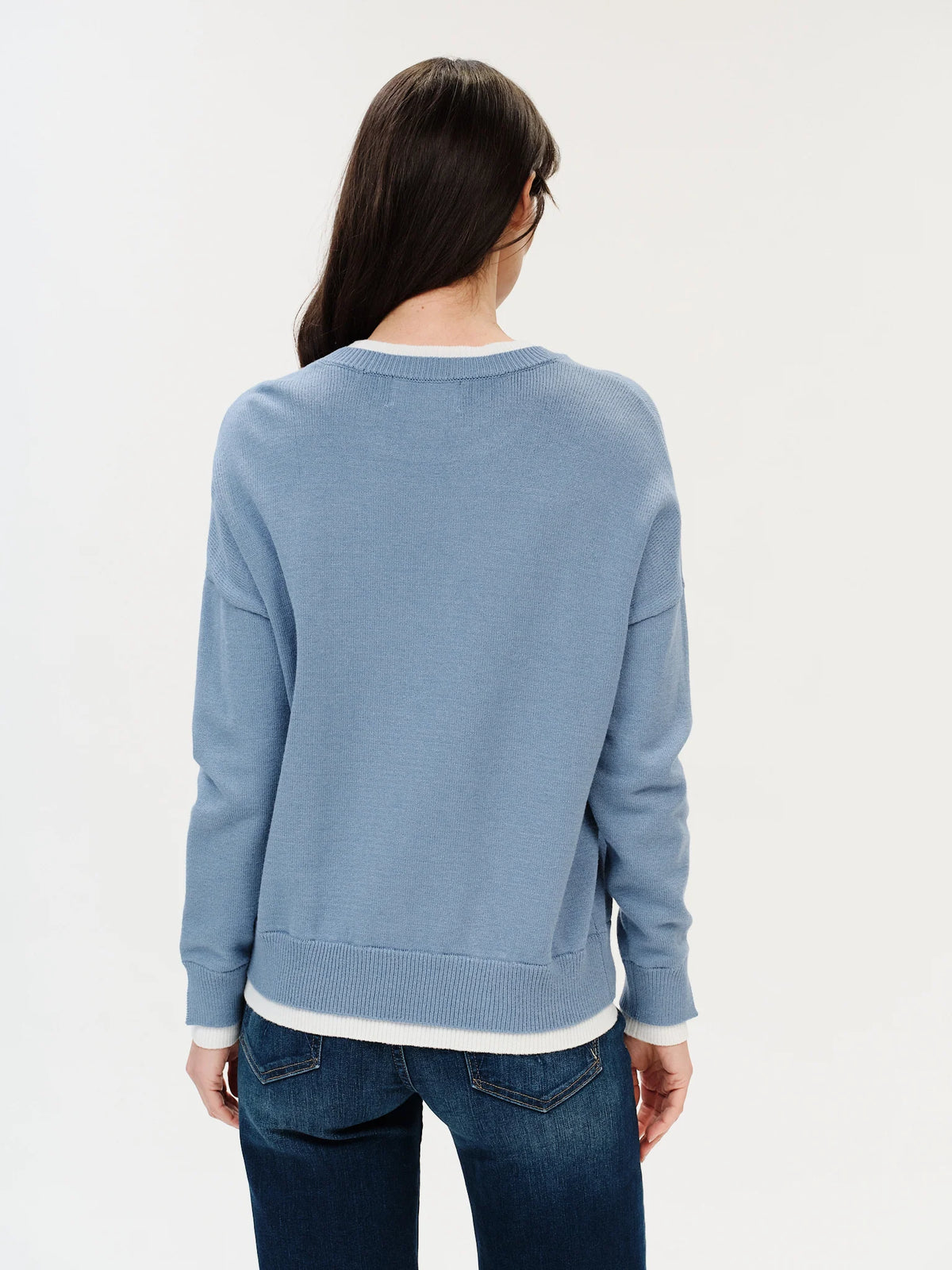 Mar double layer notch collar sweater-Six Fifty SF1008