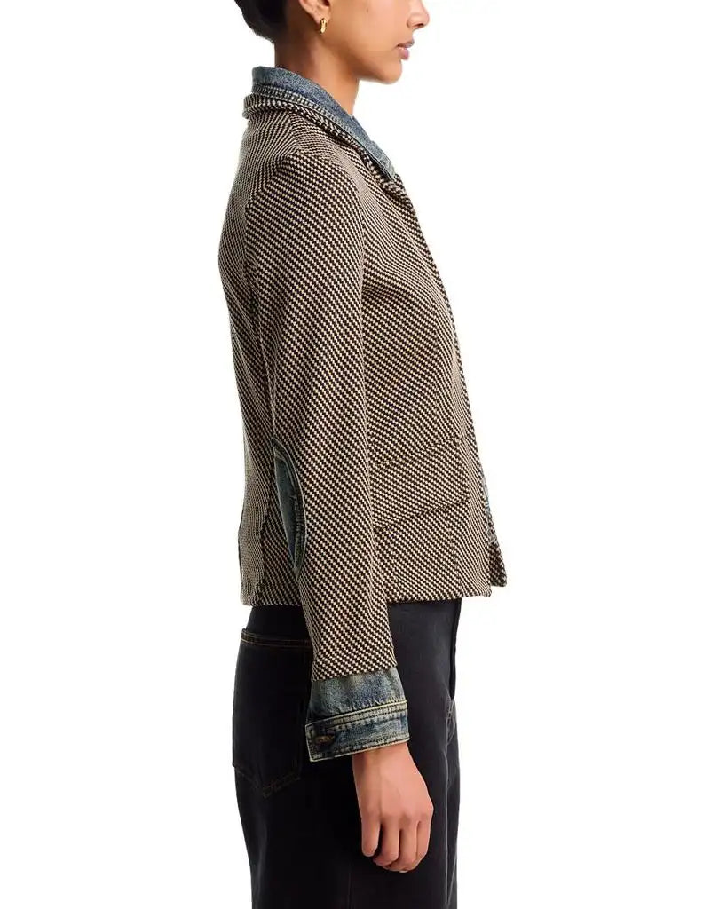 Clarissa mixed media jkt check-Six Fifty Sf101