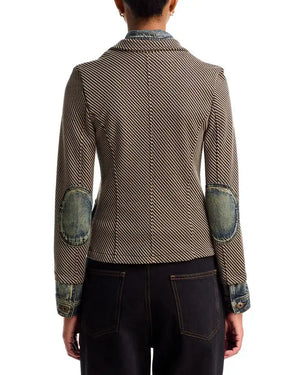 Clarissa mixed media jkt check-Six Fifty Sf101