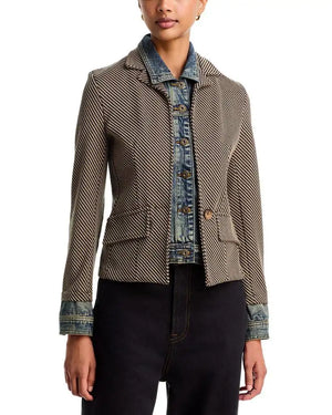 Clarissa mixed media jkt check-Six Fifty Sf101
