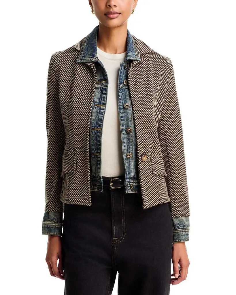 Clarissa mixed media jkt check-Six Fifty Sf101