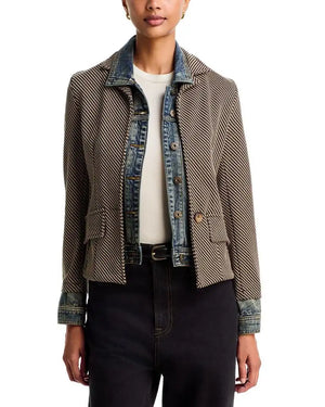 Clarissa mixed media jkt check-Six Fifty Sf101