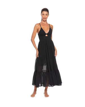 V neck maxi dress cover up-Guria S43-BL