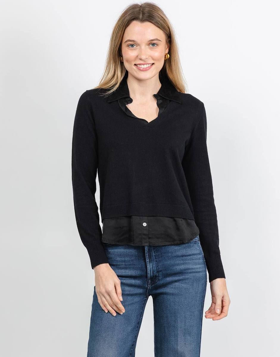 Washed rayon 2fer sweater-J sociey 24079