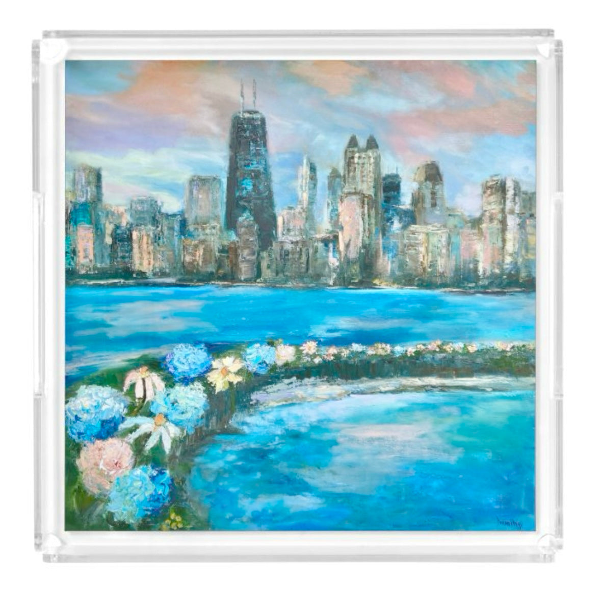 Donna j. West Large Acrylic Tray Follow Your Path Cityscape