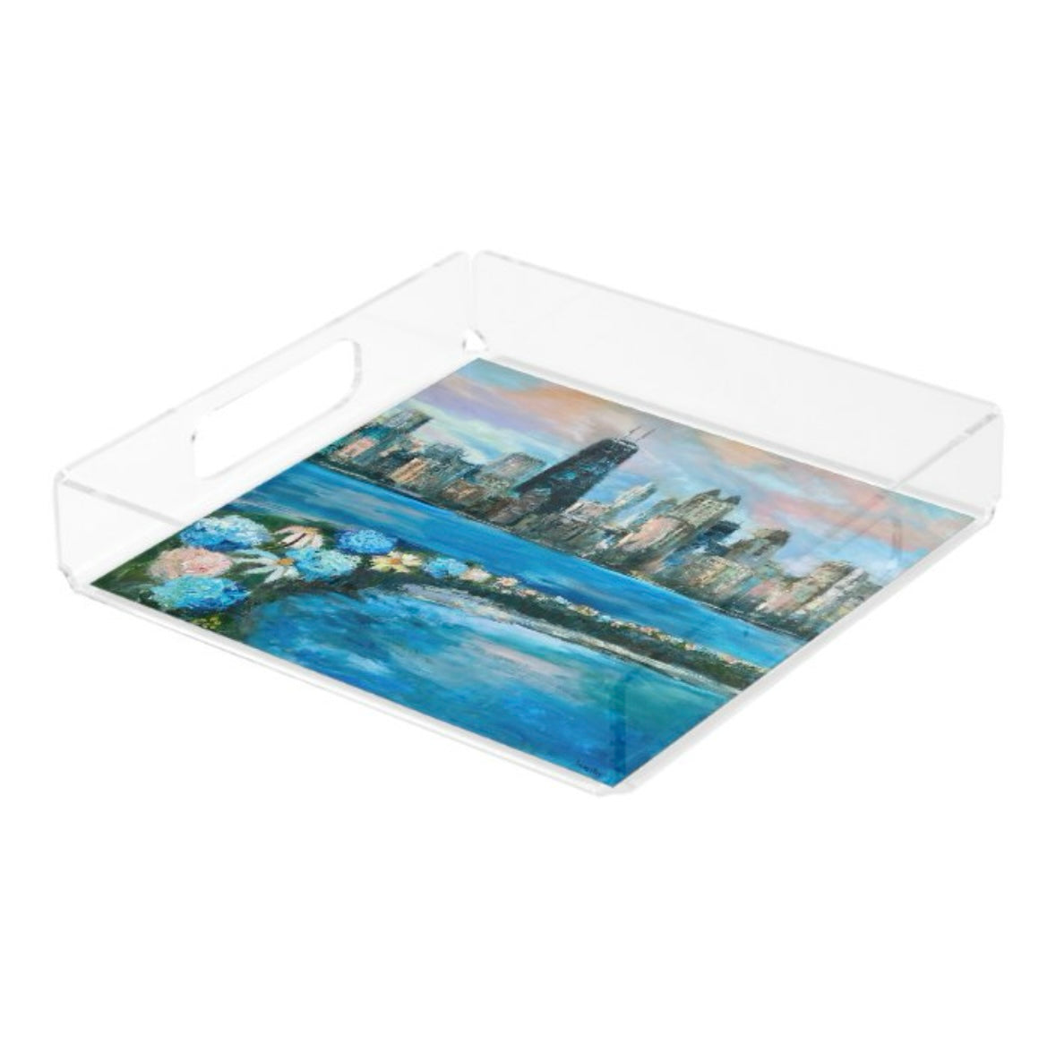Donna j. West Large Acrylic Tray Follow Your Path Cityscape