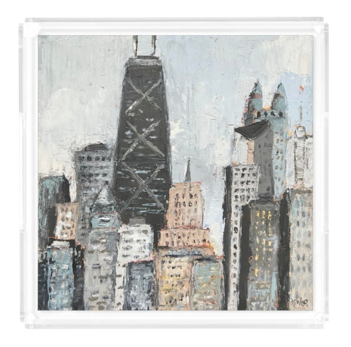 Donna j. West Large Acrylic Tray Chi Town Cityscape