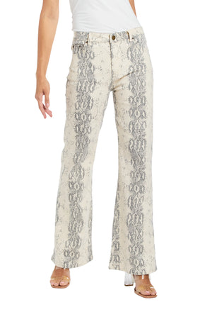 Snake Print Wide Leg Pant - Tractr Jeans