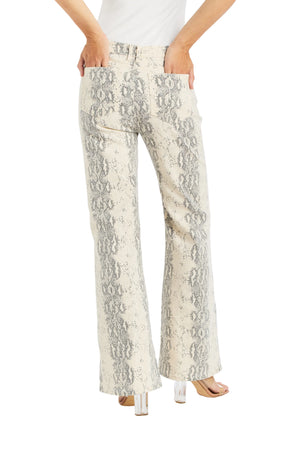Snake Print Wide Leg Pant - Tractr Jeans