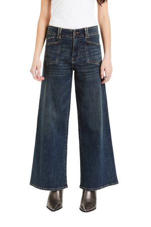 Utility Pocket Wide Leg Jean in Indigo - Tractr Jeans