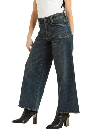 Utility Pocket Wide Leg Jean in Indigo - Tractr Jeans