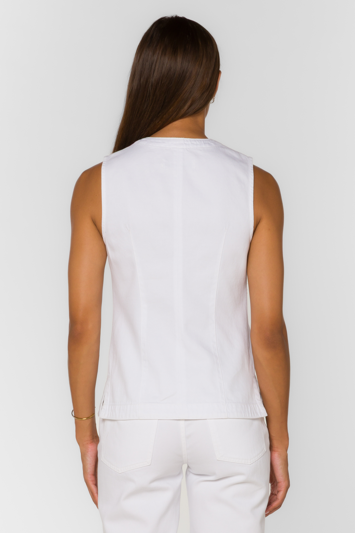 Ideline long denim white vest-Velvet Heart DFZ1-24987