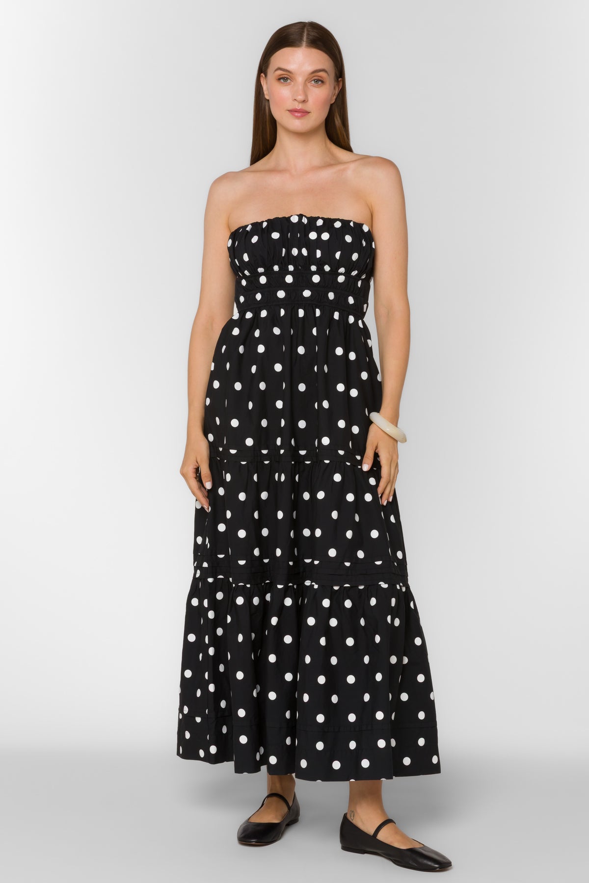 Polka Dot strapless dress-Velvet Heart CHV-6216
