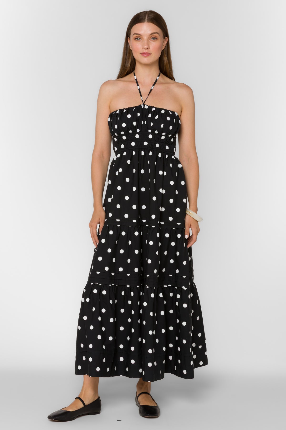 Polka Dot strapless dress-Velvet Heart CHV-6216