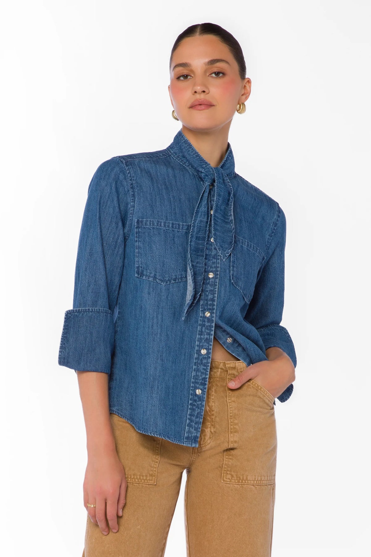 Joline L/S denim shirt-Velvet Heart DJO-25256