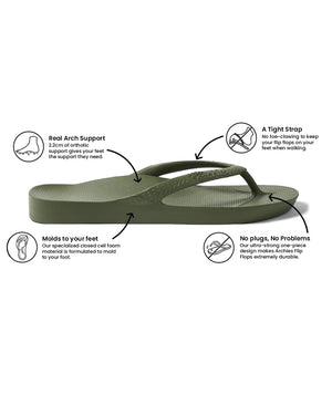 Archies Khaki Green High Arch Flip Flop