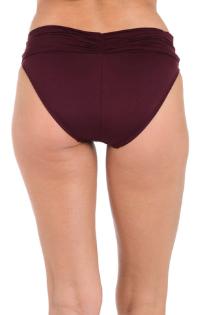 Island Goddess Ruched Band Hipster Bottom in Dark Cherry - La Blanca