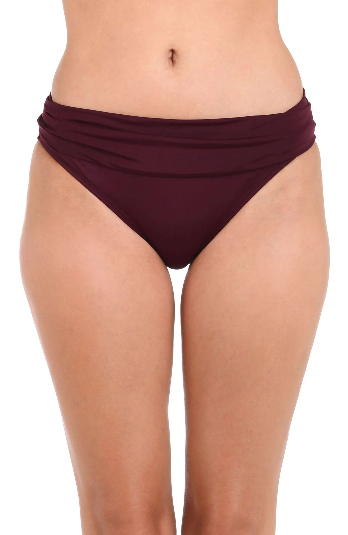 Island Goddess Ruched Band Hipster Bottom in Dark Cherry - La Blanca