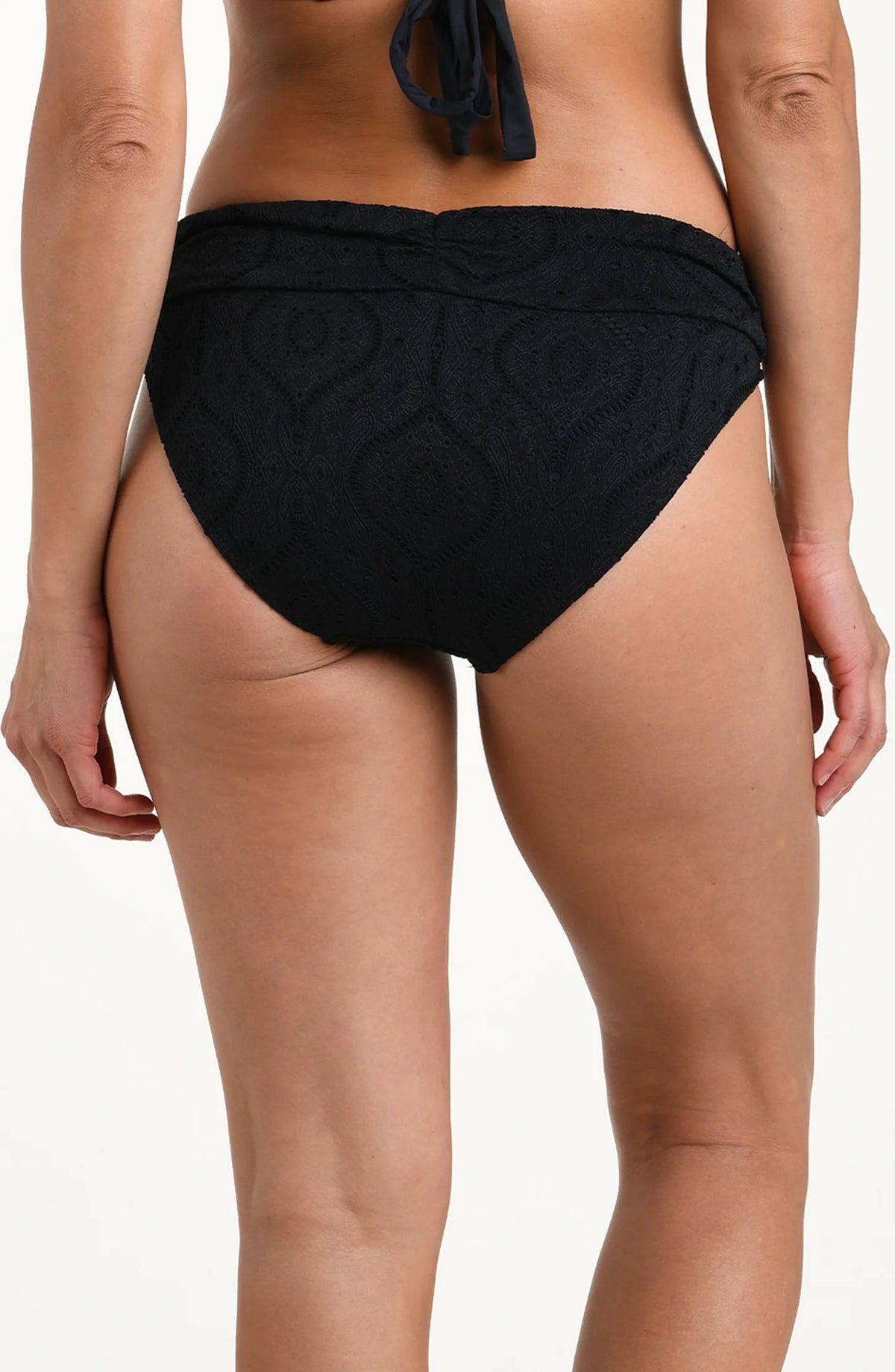 Mantra Medallion Shirred Band Hipster Bottom in Black - La Blanca