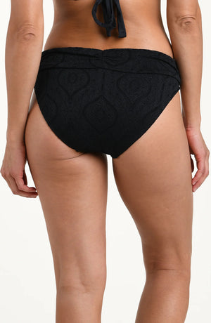 Mantra Medallion Shirred Band Hipster Bottom in Black - La Blanca