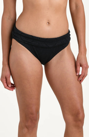 Mantra Medallion Shirred Band Hipster Bottom in Black - La Blanca