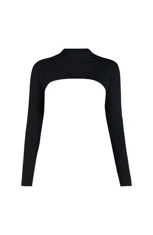 Island Goddess Long Sleeve Overlay Top in Black - La Blanca
