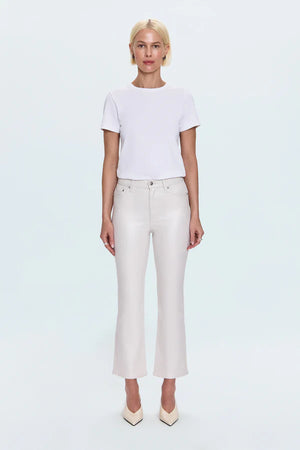 Lennon High Rise Cropped Boot in Ivory Luster - Pistola Denim