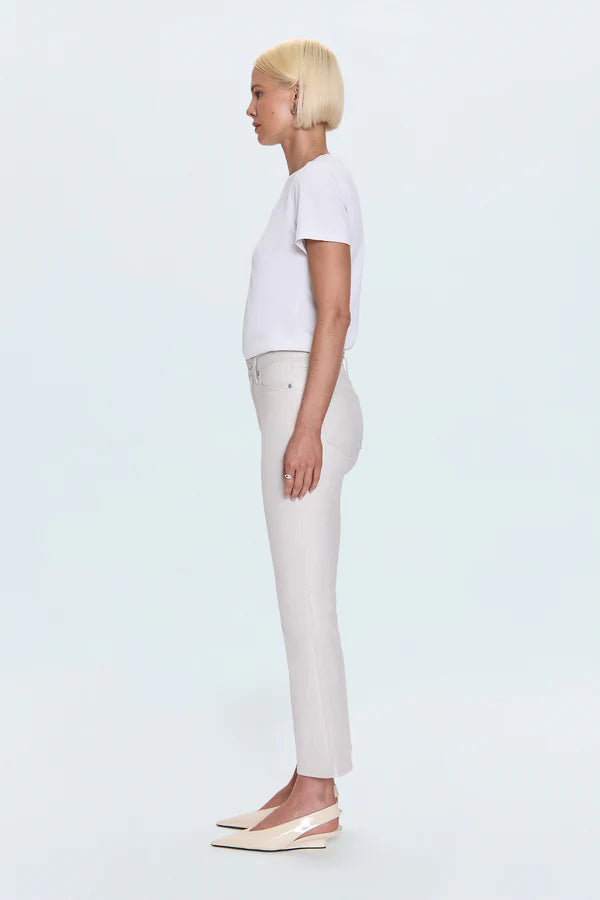 Lennon High Rise Cropped Boot in Ivory Luster - Pistola Denim