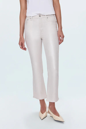 Lennon High Rise Cropped Boot in Ivory Luster - Pistola Denim