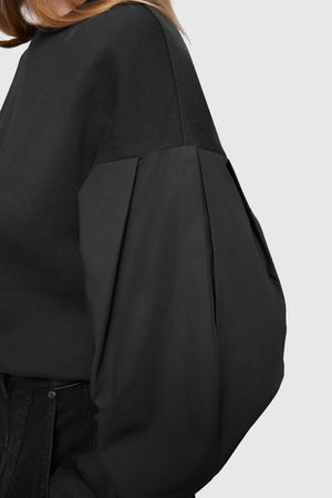 Julia Combo Long Sleeve Top in Black - Rebecca Minkoff