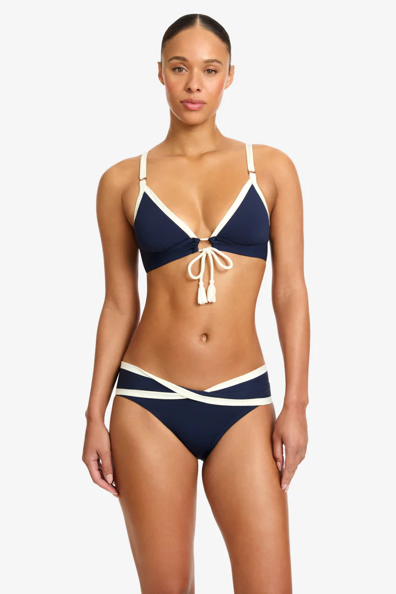Tierna Triangle Top in Navy/Cream - Robin Piccone