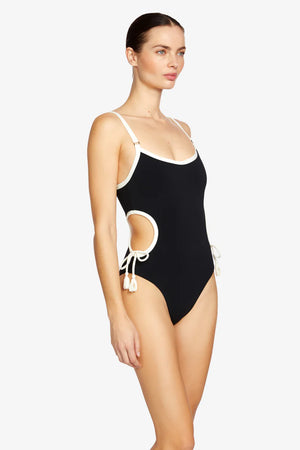 Tierna Cut Out One Piece in Black/Cream - Robin Piccone