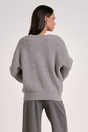 Layered Look Sweater in Grey/White - Elan