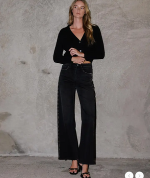 High rise nail head jean-Vervet