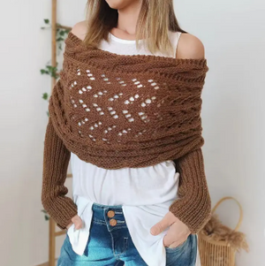 Cable knit infinity scarf w/slv coffee-Accity CWASC1537