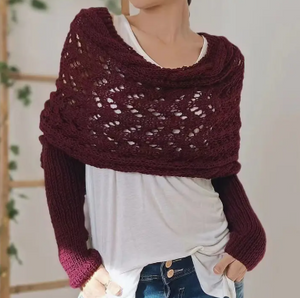 Cable knit infinity scarf w/slv wine-Accity CWASC1537