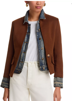 Clarissa Mixed Media Denim Jacket brown - Six/Fifty sf101