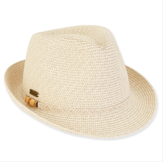 Paper straw ivory fedora hat-Sun n Sand HH3095