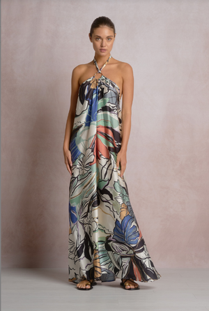 Blue botanical maxi dress-Elan sp50187