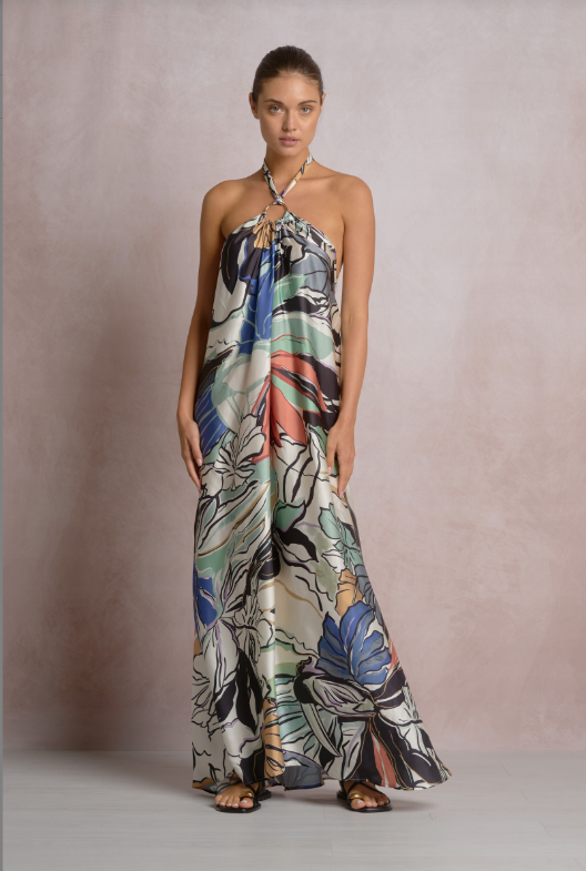 Blue botanical maxi dress-Elan sp50187