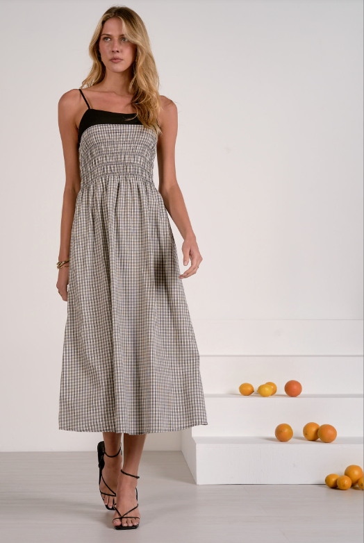 Gingham maxi dress-Elan plp50445