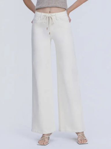 Hi rise drawtring wide leg jean natural-Vervet T7259NTR