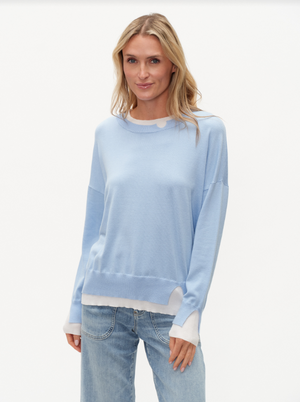 Notched nck dble hem sweater -Six Fifty SF2018S