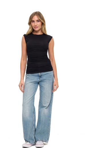 Ruched tank top blackk -Ariella T1743