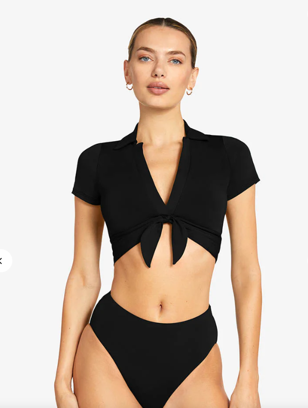 Ava T shirt plunge blk-Robin Piccone 251707