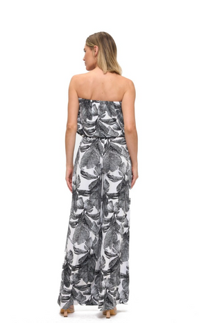 Tube jumpsuit w belt blk print-Ariella P592-V32