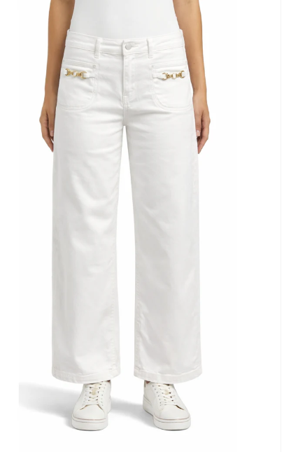 wide leg crop white jean with gold clasp-Tractr 97027-Kbyb