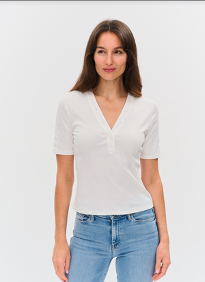 Miko ribbed v top White-Six fifty SF1379