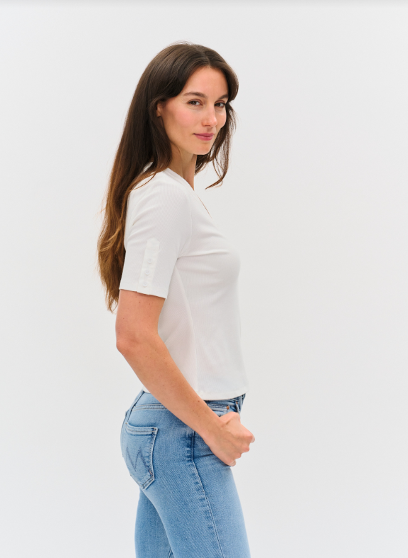 Miko ribbed v top White-Six fifty SF1379